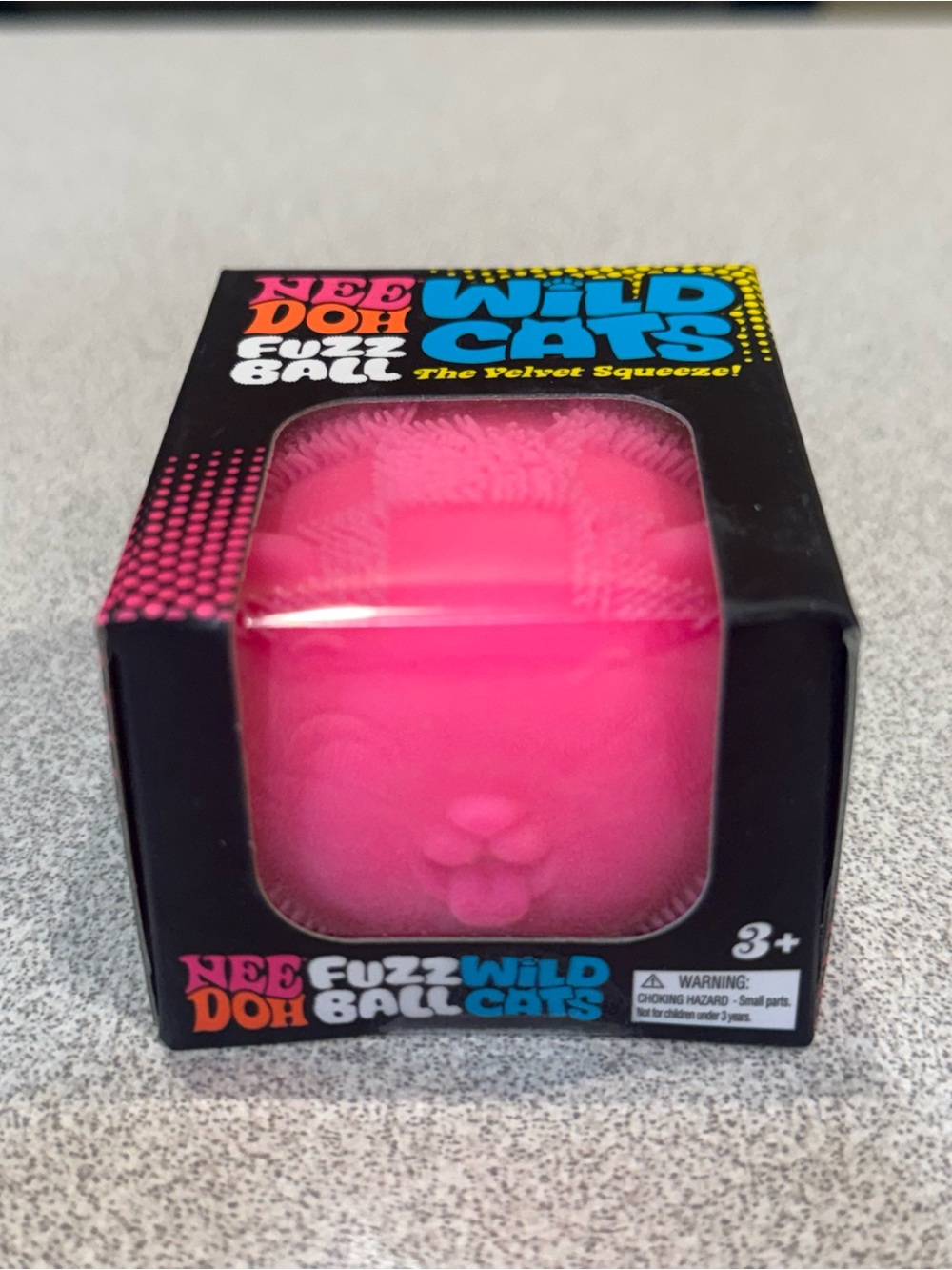 Needoh Wildcat FuzzBall Pink Checkers Checkered The Velvet Squeeze Squishy